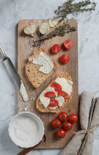 istock Homemade bread sandwich with Mozzarella Caprese topping 1288333748