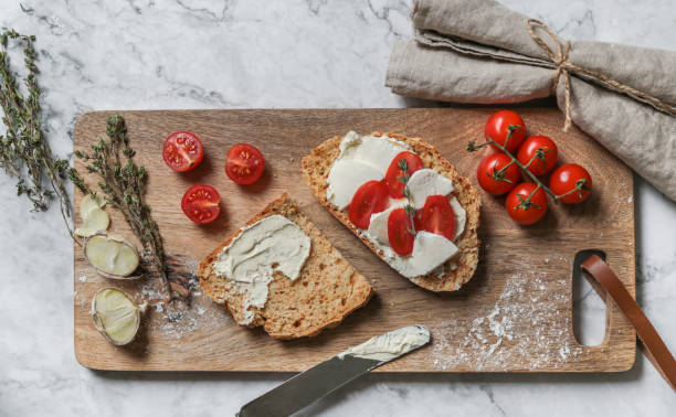 istock Homemade bread sandwich with Mozzarella Caprese topping 1288333758