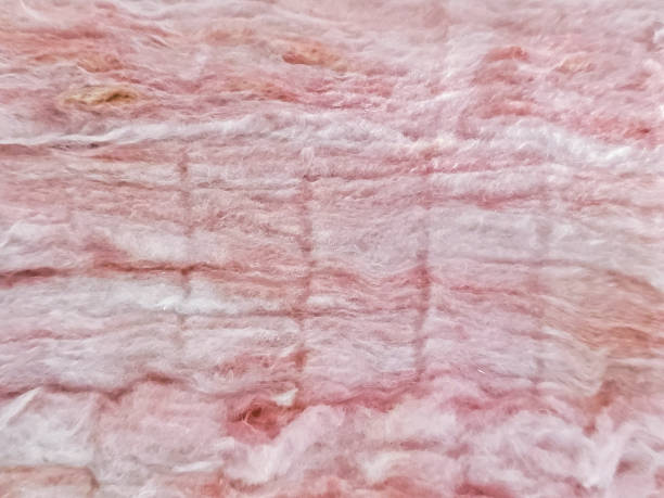 pink fiberglass insulation stock photo