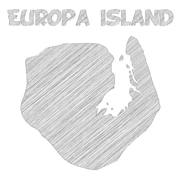 Vector illustration of Europa Island map hand drawn on white background