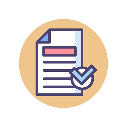 Document assessment checked icon. Proofreading, grammar and readability check sign.