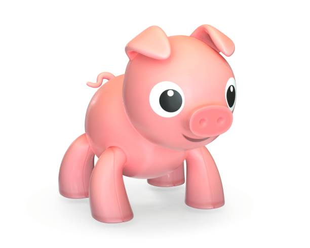 istock 3D render of plastic pink toy pig isolated on white. 1288348166