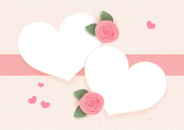 istock Valentines banner. Vintage background decorated with Couple white paper heart, Pink rose. Frame border for Valentine's day, Poster, Greeting card. Concept of love. Top view. Vector illustration. 1288349077