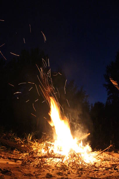 istock fire flames fire burns at night along with sparks 1288350505