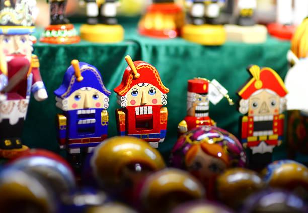 istock Christmas tree toys - wooden nutcrackers with selective on blurred background 1288367409