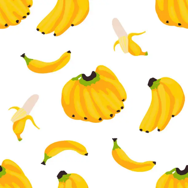 Vector illustration of banana tropical fruit seamless pattern