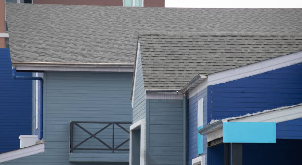 istock roof shingle with rain staonless gutter and down pipe. 1288370781