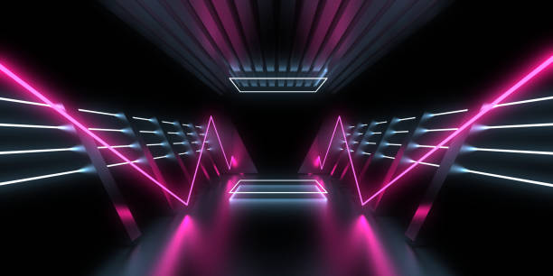 istock 3D abstract background with neon lights. neon tunnel .space construction . 3d illustration 1288372680