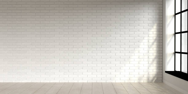 istock Minimal living room scene interior design with white brick wall. 3d render 1288375420