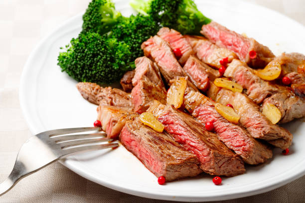 istock Cut rare sirloin steak meat 1288376501