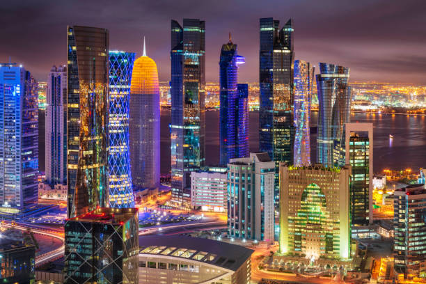istock Doha City Illuminated at Night Qatar Middle East 1288376906