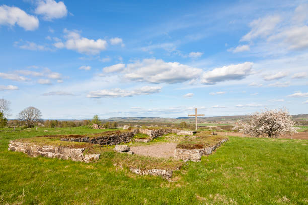 vue scénique à une vieille ruine d’église sur un pré au printemps - 11705 photos et images de collection