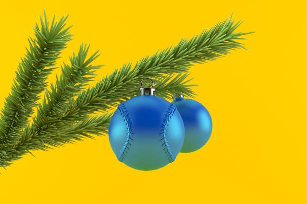 istock Baseball ball with christmas tree and christmas ornament 1288381353