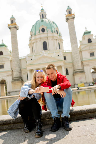 istock Young couple taking selfie in Vienna, Austria 1288382247