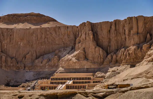 Ancient ruins of the Mortuary Temple of Queen Hatshepsut in Luxor, Egypt