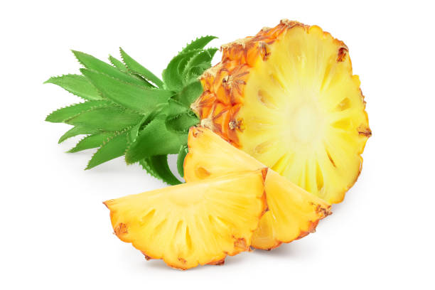 istock pineapple half and slices isolated on white background with clipping path and full depth of field 1288384877