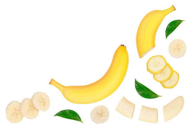istock banana isolated on white background. Top view with copy space for your text. Flat lay. 1288384921