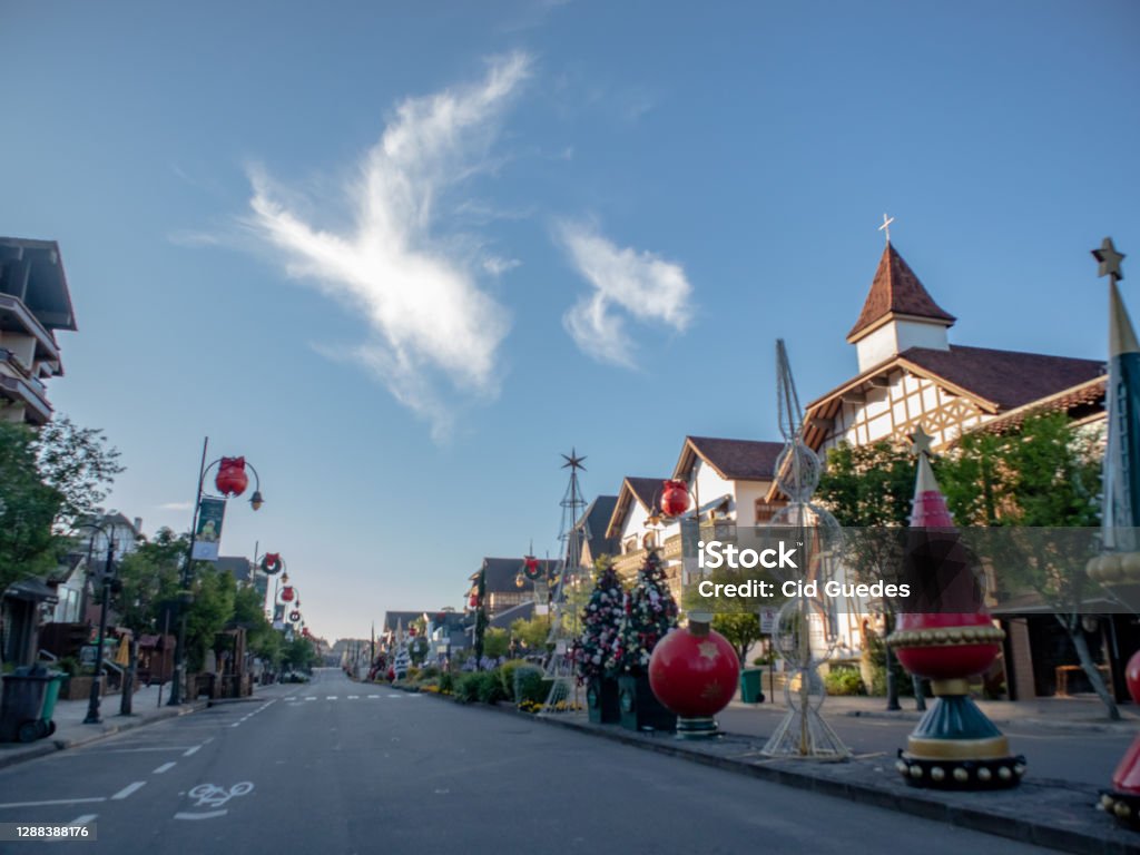 Gramado City in Christmas time city ​​of Gramado, Rio Grande do Sul decorated for Christmas 2020, the biggest event in the city. Gramado Stock Photo