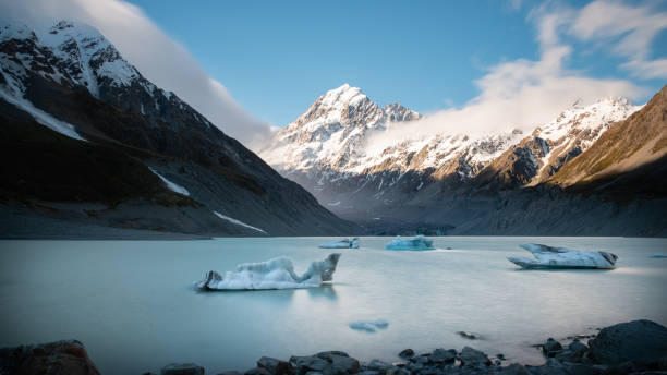 istock Mt Cook and iceberg-speckled Hooker Lake at sunset 1288388881