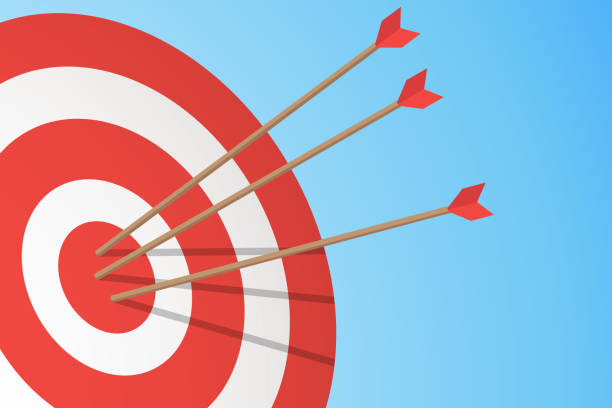 istock Arrows hitting a target. One target and three arrows. Business goal concept. Vector illustration 1288390264