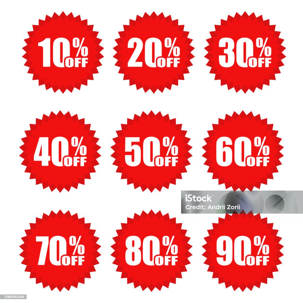 Discount Red Sticker Red Discount Stickers Set Vector Collection Stock Illustration ...