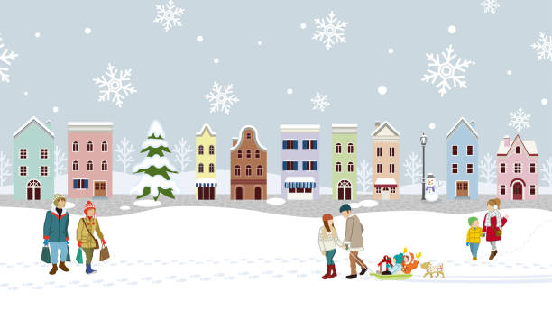 istock People in the winter snow covered townscape 1288398134