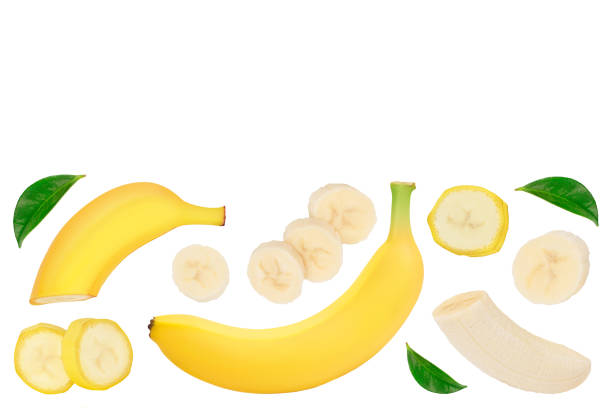 istock banana isolated on white background. Top view with copy space for your text. Flat lay. 1288399272
