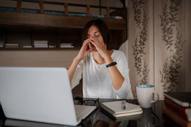 istock Upset asian woman working from home office. 1288399698