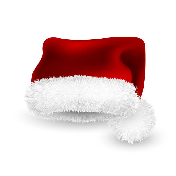 istock Realistic Red Santa Claus hat isolated on white background. Gradient mesh Santa Claus cap with fur. Vector illustration 1288405372