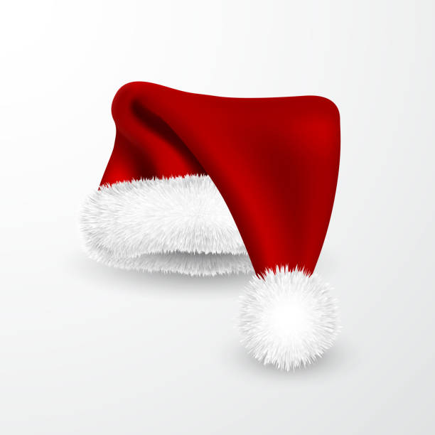 istock Realistic Red Santa Claus hat isolated on white background. Gradient mesh Santa Claus cap with fur. Vector illustration 1288406359