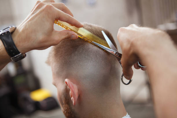 istock Handsome bearded man at barbershop 1288406689