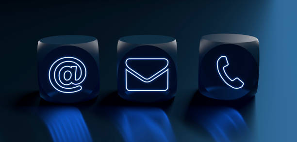 istock abstract contact icon as neon light in front of background 1288408286