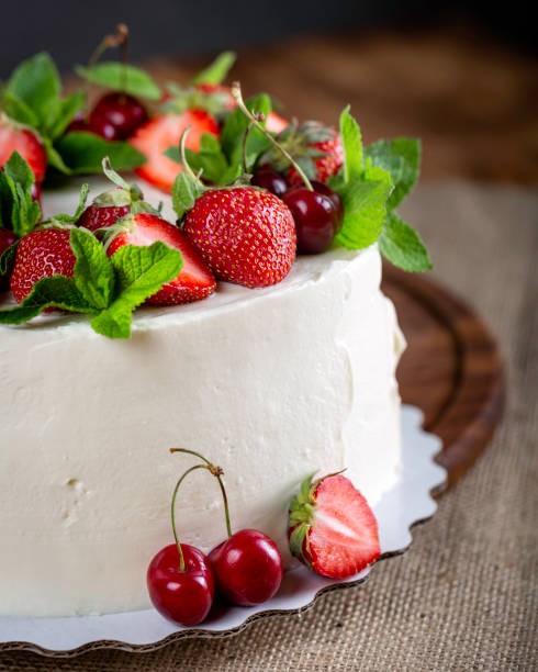 istock Beautiful biscuit cake with white cream 1288410395