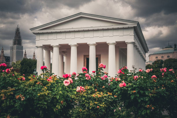 Neoclassical Theseus Temple in public park Volksgarten (English: People's Garden) in Vienna, Austria.