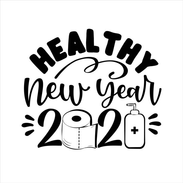 illustrations, cliparts, dessins animés et icônes de nouvel an sain 2021- accueil drôle avec du papier hygiénique, et désinfectant pour les mains, pour le nouvel an dans covid-19 pandémie période auto-isolée. - calendrier de lavent