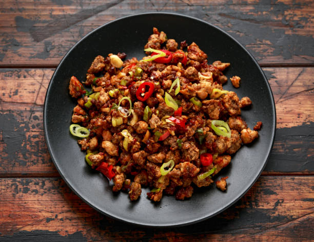 istock Chilli beef mince, ready to eat in black plate. 1288416444