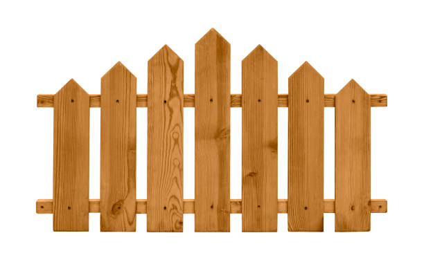 istock Wooden fence on white background 1288418839