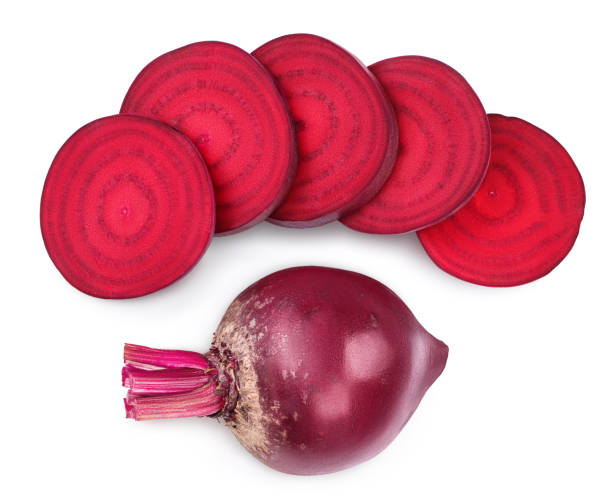 istock beetroot slices isolated on white background with clipping path and full depth of field. Top view. Flat lay 1288418977