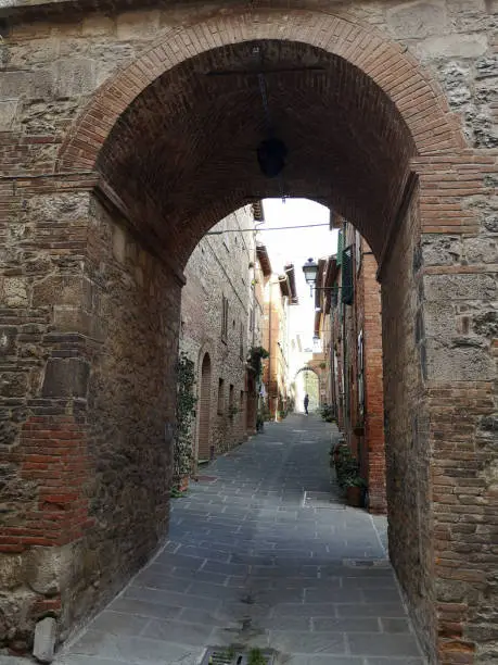 Alley between old houses in Castelnuovo Berardenga, a town in the Chianti classico region of siena province, Tuscany