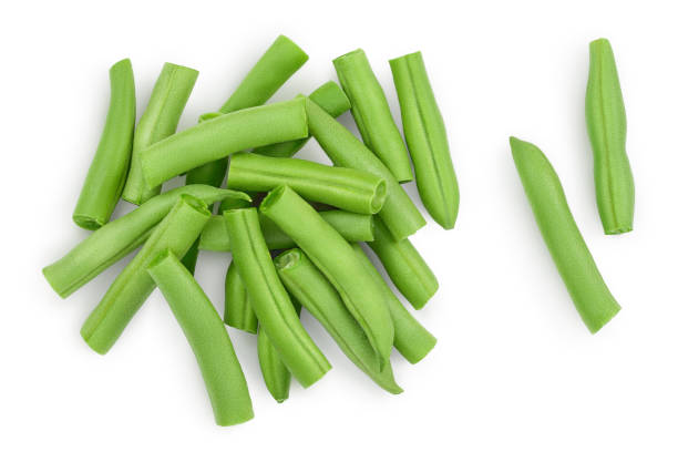 istock Green beans isolated on a white background with clipping path, Top view. Flat lay 1288425870