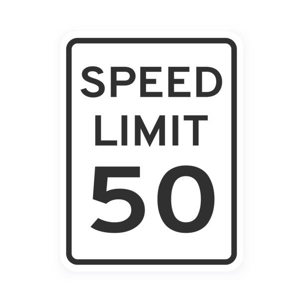 istock Speed limit 50 road traffic icon sign flat style design vector illustration isolated on white background. 1288426313