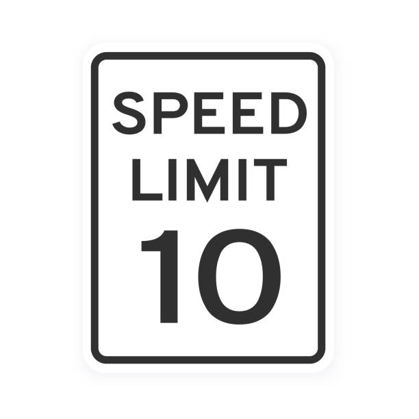 illustrazioni stock, clip art, cartoni animati e icone di tendenza di limite di velocità 10 icona del traffico stradale segno illustrazione vettoriale di design in stile piatto. - 10 speed