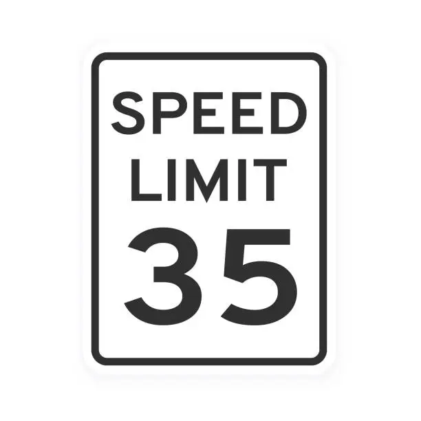 Vector illustration of Speed limit 35 road traffic icon sign flat style design vector illustration isolated on white background.
