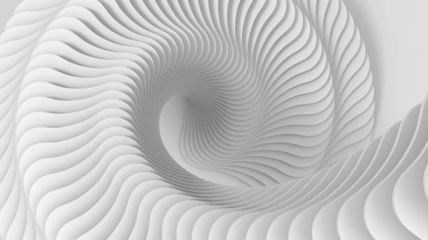 istock Abstract three-dimensional light white texture of a set of rounded steps spiraling. 3D illustration. 1288427701