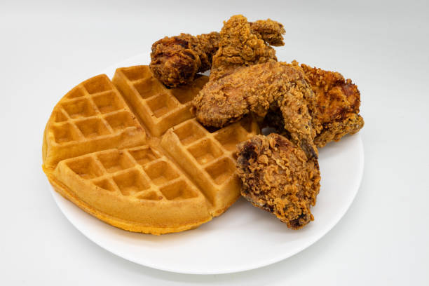 istock Fried Chicken and Waffles on a White Plate 1288427799