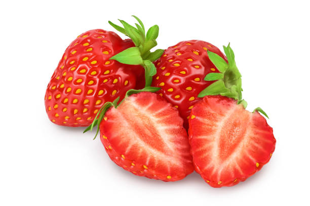 istock Strawberry and half isolated on white background. Fresh berry with clipping path and full depth of field 1288428005