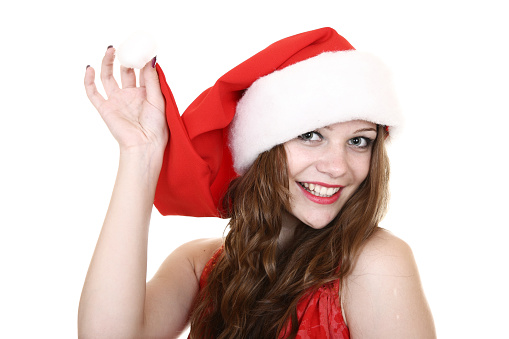 Young girl with Santa hat