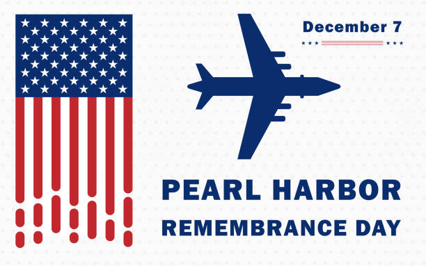 день памяти перл-харбора национальный день памяти 7 декабря. праздничная концепция, шаблон для фона, баннер, открытка, плакат с текстовой на� - pearl harbor stock illustrations