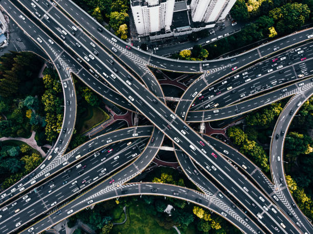 istock Aerial View of Busy Road Intersection 1288433275