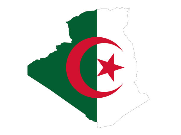 阿爾及利亞地圖和國旗 - 阿爾及利亞 幅插畫檔、美工圖案、卡通及圖標